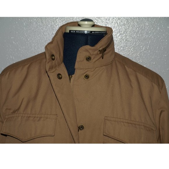 London fog string lined hooded military brown jacket M - Picture 3 of 16